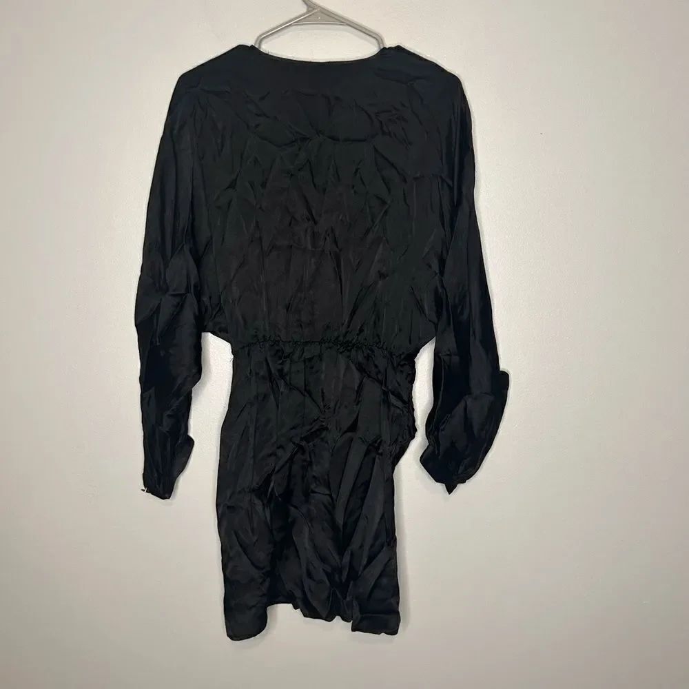 NWT ZARA WOMEN'S SATIN EFFECT WRAP DRESS BLACK SIZE S 2298/226 - Picture 5 of 6